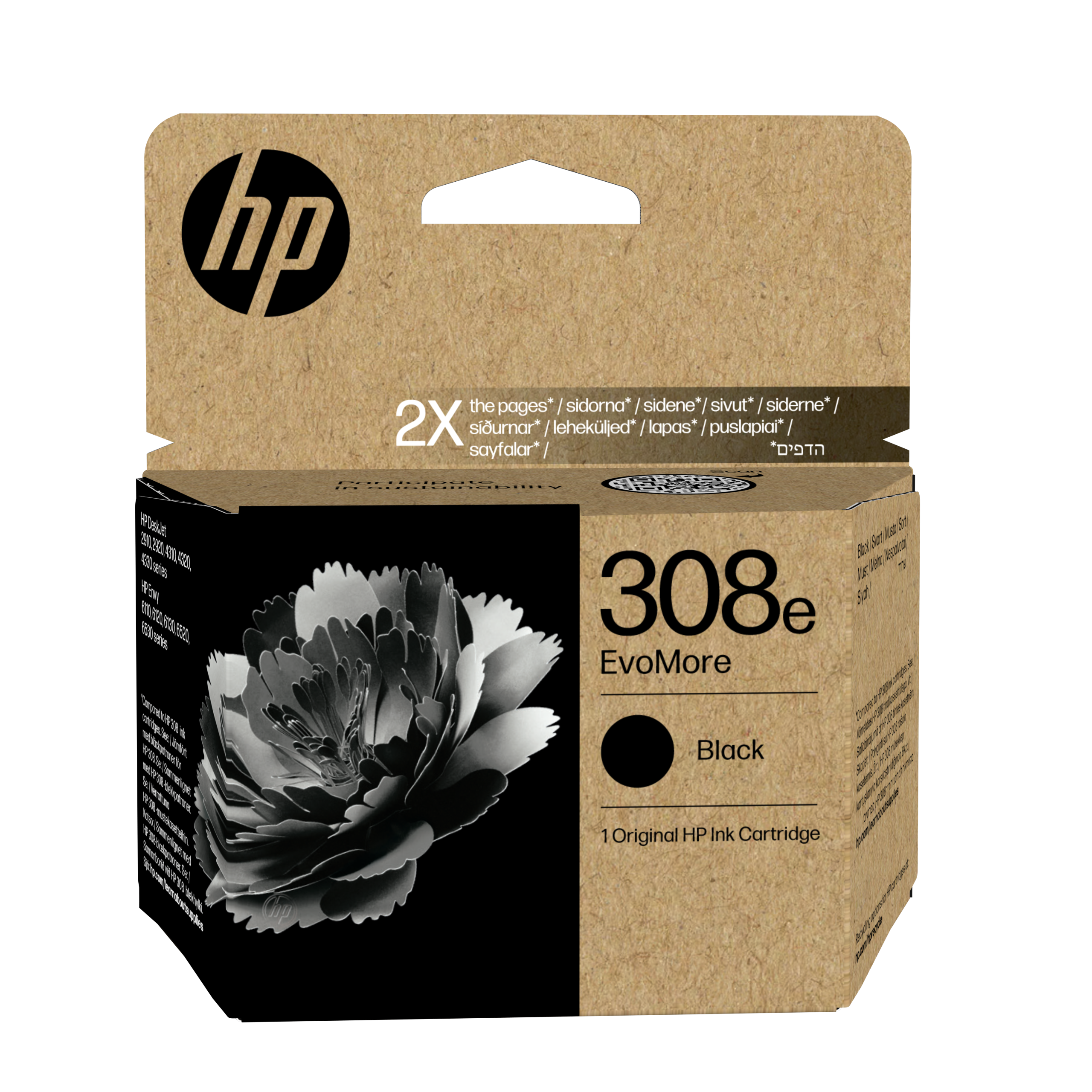 ראש דיו שחור HP 308e EvoMore Black Original Ink Cartridge